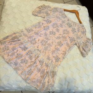 LOFT Floral Flounce Dress with lace detail